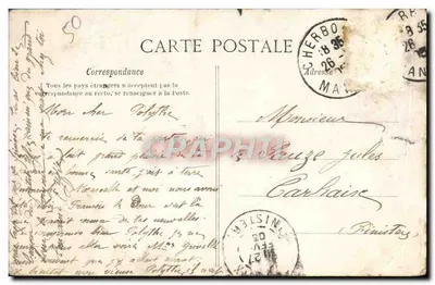 Cherbourg — Statua Napoleona — Stara pocztówka 54 — Rewers