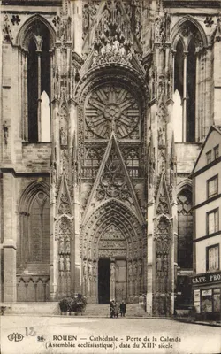ROUEN — Cathédrale - Porte de la Calende (Assemblée ecclésiastique), date du XIIIe siècle