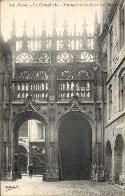 Stara pocztówka Rouen Katedra Portyk Kolegiaty Książąt