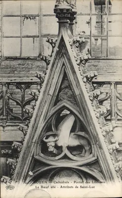 Rouen — Katedra — Portal Książąt — Skrzydłowy Byk - Atrybut Świętego Łukasza