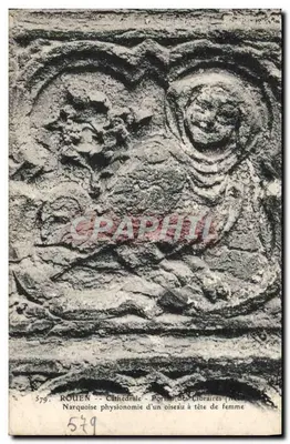 Rouen - Cathédrale - Portrait des Libraires (Recueil) - Narquoise physionomie d'un oiseau à tête de femme