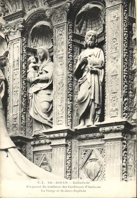 Rouen — Katedra, fragment grobu Kardynałów d'Amboise — Panna Maria i św. Jana Chrzciciela