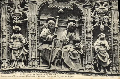 Fragment du Tombeau des Cardinaux d'Amboise - Statues de St Jacob et St Jean — Cathédrale de Rouen