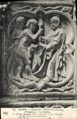 Rouen — Cathédrale — Portail des Libraires (Médailloons) — La Création