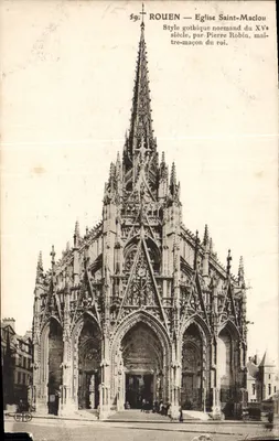 Rouen — Église Saint-Maclou — Style gothique normand du XVème siècle, par Pierre Robin, maître-maçon du roi