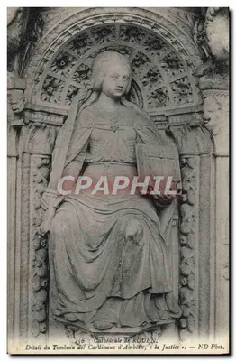 Szczegół grobu kardynałów Ambroise, « Sprawiedliwość » — Katedra w Rouen — ND Phot.