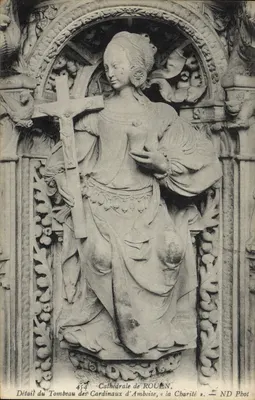 Détail du Tombeau des Cardinaux d'Amboise, « la Charité » — Cathédrale de Rouen — ND Phot
