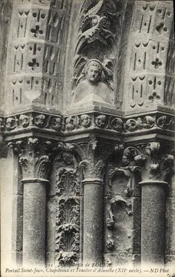 Portail Saint-Jean, Chapiteaux et Feuilles d'Acanthe (XIIe siècle) — ND Pbot
