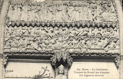 Rouen - La Cathédrale. Tympan du Portail des Libraires (Le Jugement dernier)