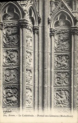 Rouen — La Cathédrale — Portail des Libraires (Medaillons) — E. Jauchard, n° 589