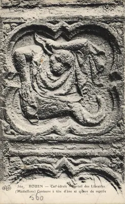 Rouen — Cathédrale — Portail des Libraires (Médaillons) Centaure à tête d'âne et queue de reptile