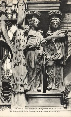 Rouen — Katedra — Fragment grobu Louisa de Brézé — Statuie Zwycięstwa i Wiary