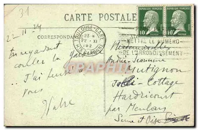 Toulouse - La Chaussée de Tounis — editore Béhédou Jervant, n° 141 — Verso