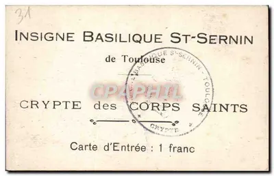 Cripta dos Corpos Santos — Basílica de São Sernin — Toulouse — Verso