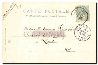 Foresta di Fontainebleau — Grotta di Velléda — editore H. Béguin & Cie, n°6 — Verso