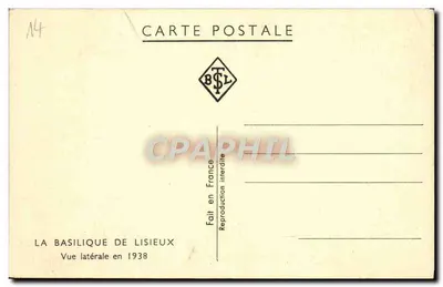 Bazylika w Lisieux — Widok boczny z 1938 roku — BSL — Rewers
