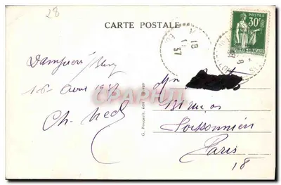 Stara pocztówka Otoczenie Chateauneuf w Thymerais Katedra Dampierre-sur-Blevy — Rewers