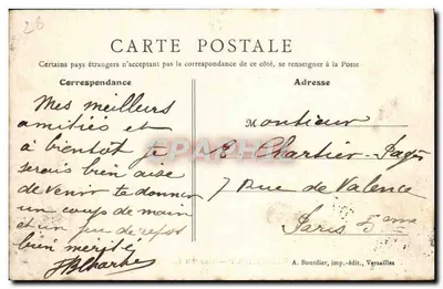 Chartres (E.-et-L.) — L’Eure, widok mostu Taillard — A. Bourdier, wyd., Versailles — Rewers