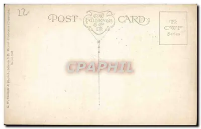 La Rue de la Grosse Horloge — ilustracja C. Robinson — wydawca C.W. Faulkner & Co. Ltd. n°12 — Rewers