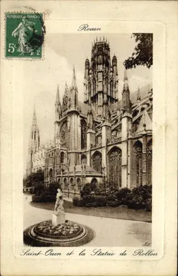 Rouen — Saint-Ouen et la Statue de Rollon — éditeur L.S. (n° de série non visible)