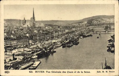 CPA Rouen Vue Generale des Quais et de la Seine