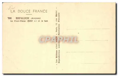 Espalion (Aveyron) — O Ponte Velho (século XIII) e o Lot — Edições d'Art XVON — Verso