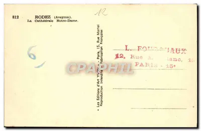 Rodez — Cattedrale di Notre-Dame — Les Éditions d'Art Yvon, Parigi — Verso