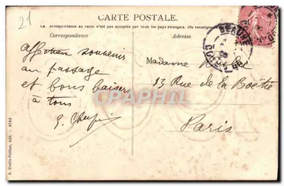 Beaune (Côte d'Or) — widok panoramiczny zabytków w 1906 — A. Cretin-Pellion, wyd. 8782 — Rewers