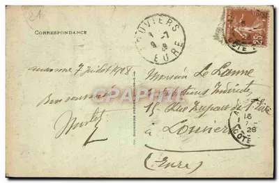 Bilhete postal antigo Auxonne O Barragem — Verso