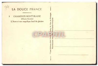Chamonix-Mont Blanc — L'Arve i jej piękne tło z lodowcami — Yvon — Rewers