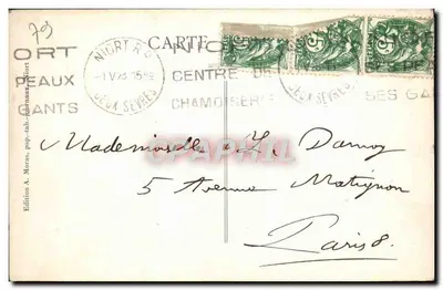 Niort (Deux-Sèvres) — Wieża i świątynia św. Andrzeja — Wydawnictwo A. Moras, pap. Tabernaux — Rewers