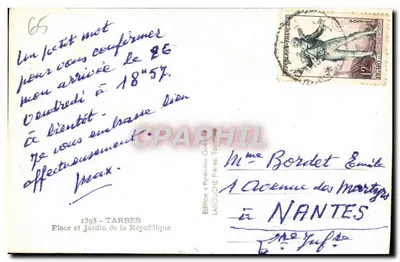 Piazza e Giardino della Repubblica — Tarbes — Edizione Larouche Frères — Verso