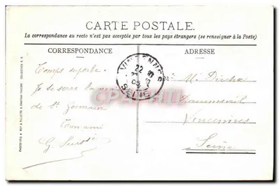 St-Germain-en-Laye - O Castelo visto do Parque — Editor R. Fillet, n° 2875 — Verso