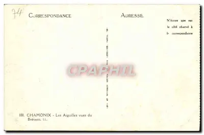 Aiguilles widziane z Brévent — Chamonix — Wydawca L.L. — Rewers