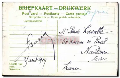 Amsterdam — Spoorbrug en Spoorwegdijk met Binnenvaart, AMSTERDAM — BRIEFKAART-DRUKWERK — Verso