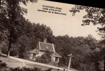 Fleurines (Oise) — Floresta de Halatte, cruzamento da Belle-Croix — editor L'Hoste, Paris