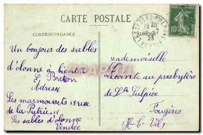 Zachód słońca nad morzem — Plein air Valentine Maurice — Vve Bailly, wydawca, St-Jean-de-Monts (Vendée) — nr 486 — Rewers