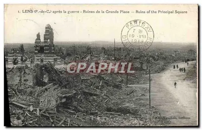 Lens (P.-de-C.) após a guerra — Ruínas da Grande Place — Ed. Laucheois, Béthune