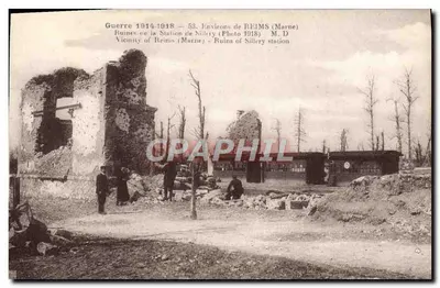 Ruínas da Estação de Sillery — Arredores de Reims (Marne) — Foto 1918 — M. D