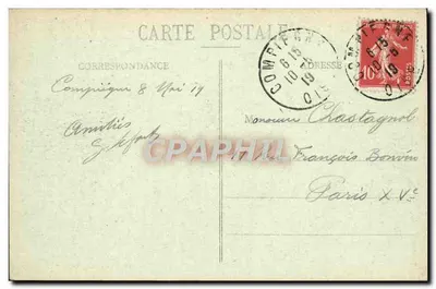 Lassigny — Ruiny kościoła — Cl. Sert fot. Armia, Dacélie, Compiegne — Rewers
