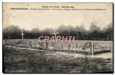 Bilhete postal antigo Fere Champenoise Tombe Route de Bannes Militaria