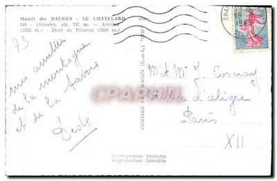Massif dos Bauges — Le Chatelard — Combiér Impressor (S.-et-L.) — Verso
