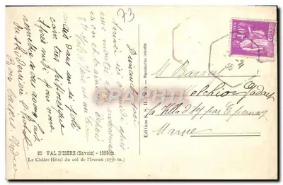 Bilhete postal moderno Val D'Isere Le Chalet Hotel du Col de l'Iseran — Verso