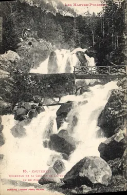 Cauterets — Cascata de Lutour ou de Pisse-à-Nos — Fototipo Labouche Frères, Toulouse