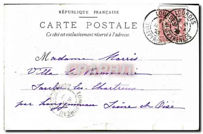 Lourdes — Vue panoramique de la Basilique — Éditeur : Lourdes (imprimé sur la carte) — Verso
