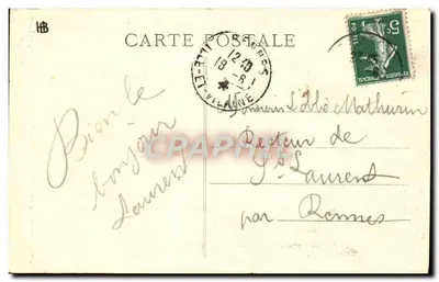 Saintes (Charente-Inférieure) — Wejście do aren Galo-Rzymskich i Wieża kościoła św. Eutropia — Henry Guillier, ulica Fonneuve — Rewers