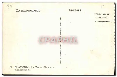 Chamonix — Morze lodowe — Imp. Letellier, Paryż — Rewers