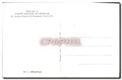 Nenuphar — biała kwiat na wodzie — wydane przez Narodowy Komitet Dziecka, N° I — Rewers