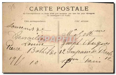 Versailles — O Bassin d'Apollon — editor não visível — Verso