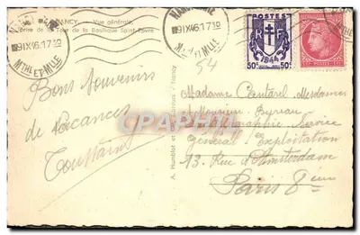 Nancy — Ogólny widok z wieży Bazyliki św. Epwra — A. Humblot i Cie, Nancy — Rewers